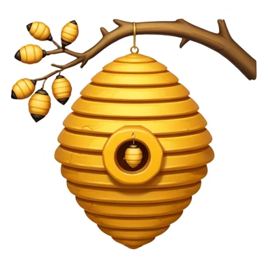 A beehive hanging in a branch sticker