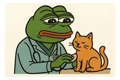 veterinarian examining a cat sticker