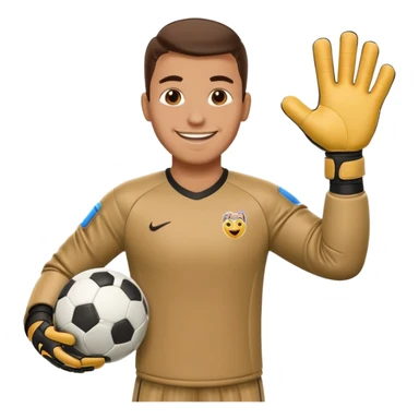 Football goalkeeper gloves with man goalkeeper and small emoji sticker