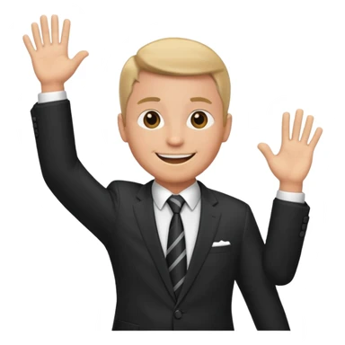 Hands up man meme put a suit on him with tie sticker