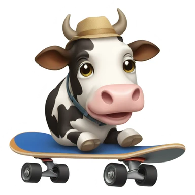 Cow riding a skateboard  sticker