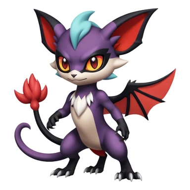 Edgy Cool Kawaii Litten-Noivern-Noibat-Absol-Pokémon Full Body sticker