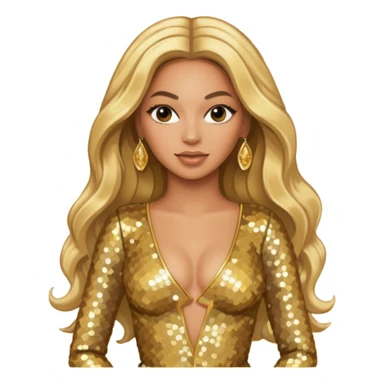 Beyonce from Destiny's Child with long blonde hair, gold outfit sticker