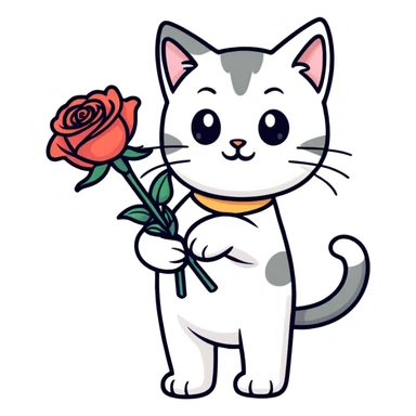Cat giving roses out sticker