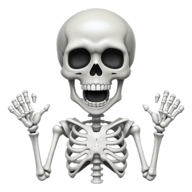 Skeleton super idol screaming and the background is pitch black and skeleton super idol is dark gray sticker