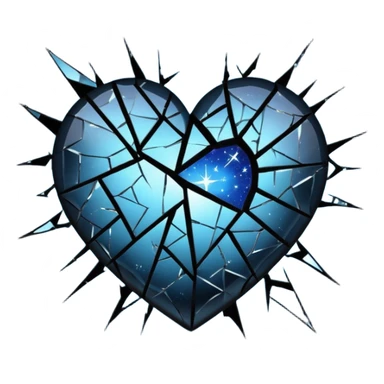 emo heart with night sky and shattered mirror sticker