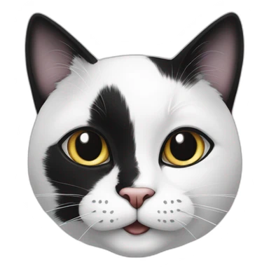 Black and white cat with white on one side of the mouth sticker