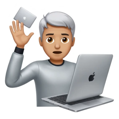 frustrated man tossing a laptop sticker