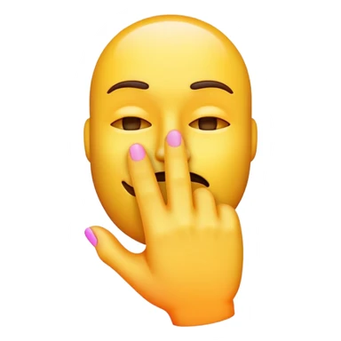 A neon emoji of a hand putting a finger on a mouth to mean silencr sticker
