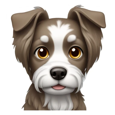 small brown and grey long hair dog one ear down one ear up sticker