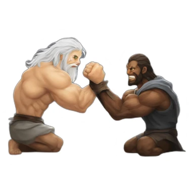 gandolf arm wrestling a balrog sticker