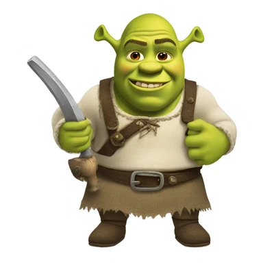 Shrek holding a pewpew sticker
