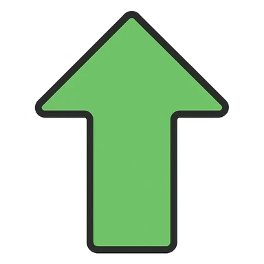 modern style green upward arrow, simple design, clean lines sticker