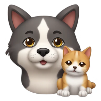 cat friends with dog shiba sticker