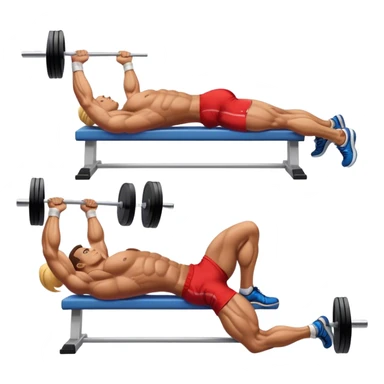 side-view bodybuilder lying down barbell glute-bridges sticker