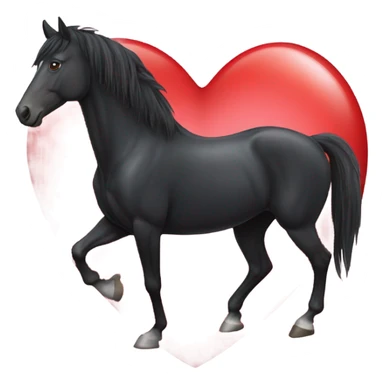 Black Horse centered within a red heart sticker