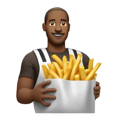 white mcdonalds worker putting the fries in the bag sticker