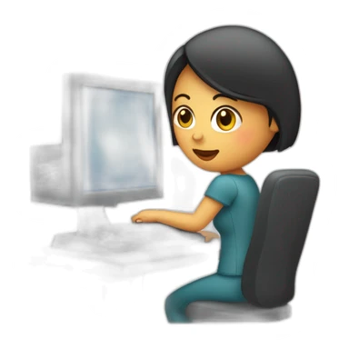 mujer en una computadora sticker