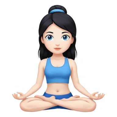 Yoga girl white skin blue eyes black hair sticker
