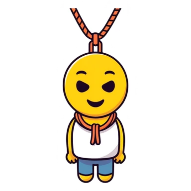 Emoji with a rope around his neck sticker
