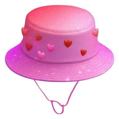 Pink ombre bucket hat with hearts and glitter sticker