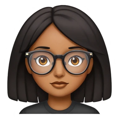 Brown girl with black hair and glasses sticker