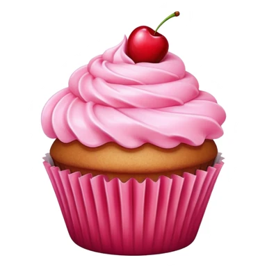 cupcake with pink icing and cherry on top sticker