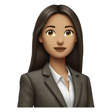 Brunette long straight hair girl in Zara tweed blazer sticker