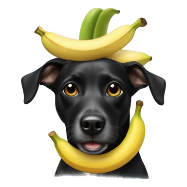Black dog with a banana on its head sticker