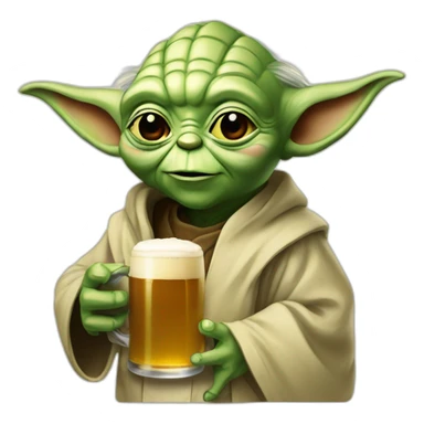Yoda avec une biere sticker