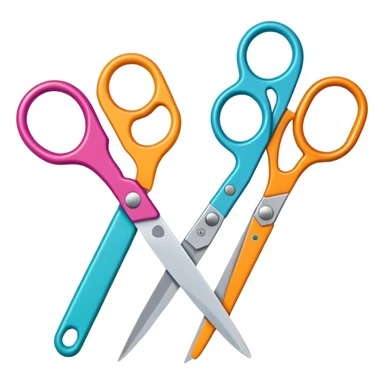 pair of scissors and cut paper shapes, fun and inviting sticker