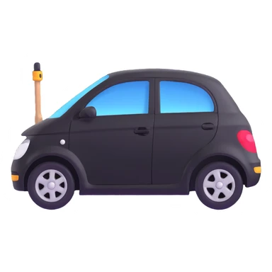 black luxury car door with a clearly visible dent on the bodywork, PDR (Paintless Dent Repair) tools such as rods positioned above the damage, elegant and modern sticker