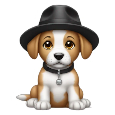 Baby dog with a black hat sticker