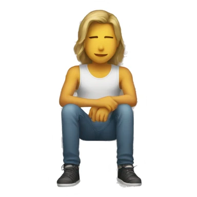 someone sitting against the wall 2d sticker