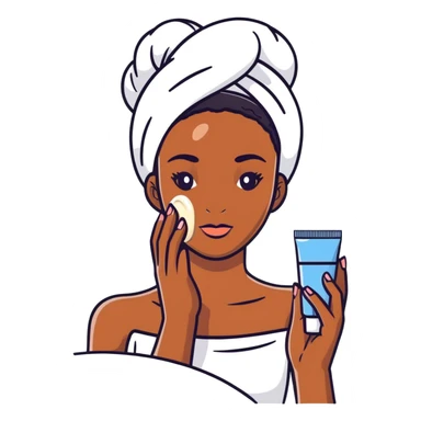 Black girl with moisturizer skincare routine sticker