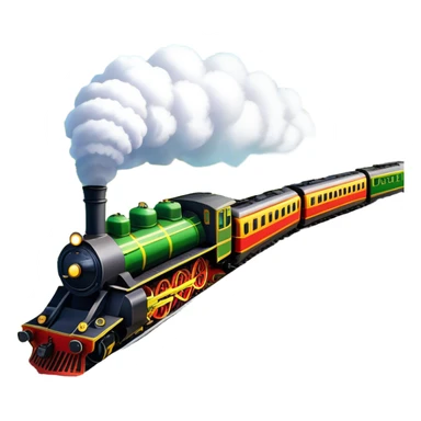 An icon showing a vibrant PC game train simulator scene with a steam locomotive traveling through a colorful countryside. The design features lush landscapes, winding tracks, and detailed railway elements, symbolizing the strategy and creativity of simulation games. Transparent background sticker