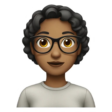 Girl with short dark hair and glasses sticker