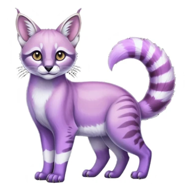 Colorful dark tropical pastel-lilac-lavender-violet iridescent pastel white glorious divine exotic cute cool beautiful shiny beautiful fantasy-caracal-civet-genet-vernid-oncilla-animal-Fakémon-hybrid-fursona (full body) sticker