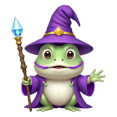 white wizard frog with purple hat sticker