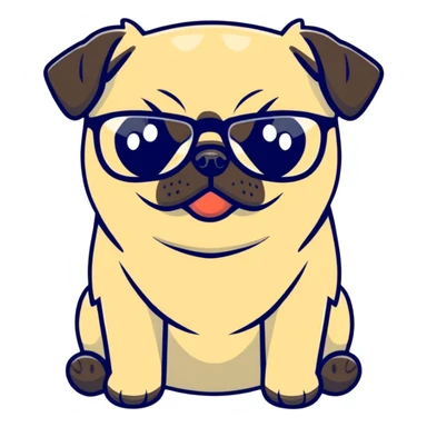 Pug whisk glasses ￼ sticker
