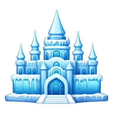 Harbin Ice and Snow Festival colorful ice sculpture, simplified emoji style with bold outlines and bright colors, cartoon style ice building sticker