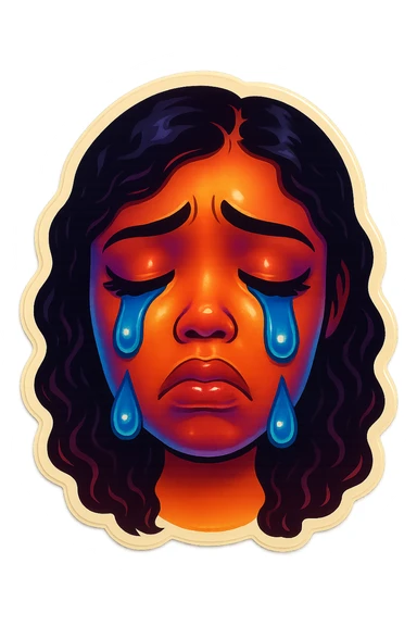 sad Tears rolling down face 
Mouth Pout
head down
 sticker