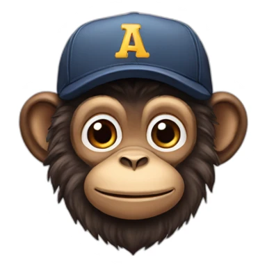 monkey-with-dad-cap-with-an-N-initial-and-black-curly-hair sticker