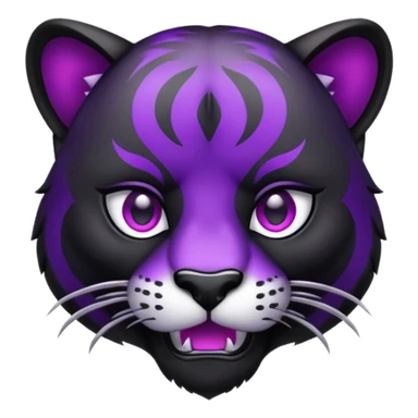 Aggressive Panther emoji with black and purple coloring sticker