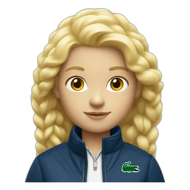 Blond girl using jacket lacoste  sticker