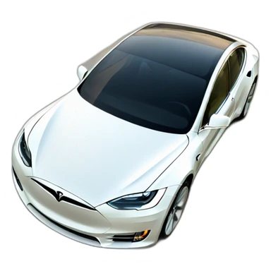 white tesla driving down a road sticker