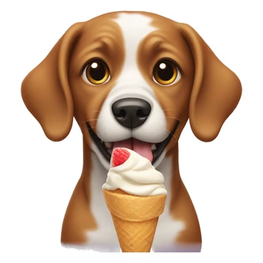 dog eating icecream sticker