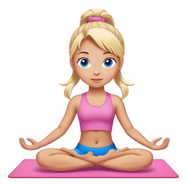 Girl doing pink yoga with blond hair in a pony tail blue eyes tan skin sticker