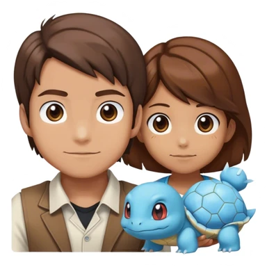 Pokémon master with brown hair that has a squirtle next to him sticker