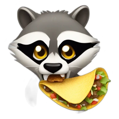 angry raccoon eating taco sticker
